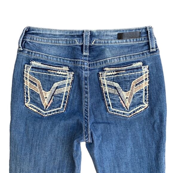 Vigoss Medium Wash Distressed Skinny Embroidered Jeans Women’s size 6 - Picture 6 of 13